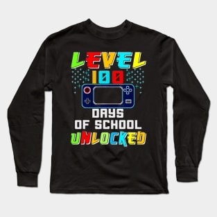 Video Gamer Student 100Th Day Teacher 100 Days Of School Kid Long Sleeve T-Shirt